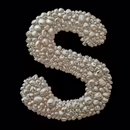 an letter s with pearls and skulls all over