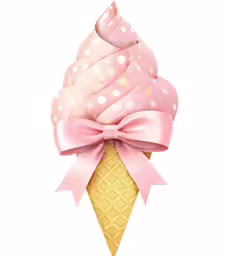 a pink ice cream cone with pink bows on it