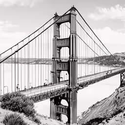 a black and white image of the golden gate bridge