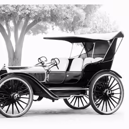 an old car is parked under the tree
