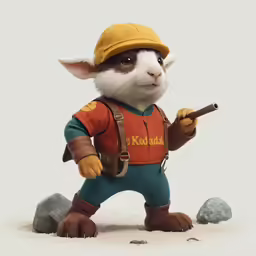 a cartoon animal holding a gun and pointing a peace sign