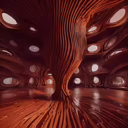 a wooden room that has been made to look like an artistic space