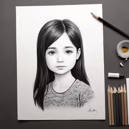 the drawing of the girl has been drawn
