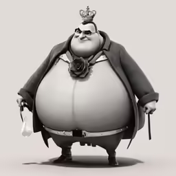 an animation character wearing a crown is standing