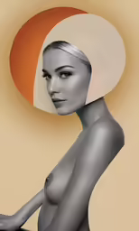 a naked woman with large breast and hat