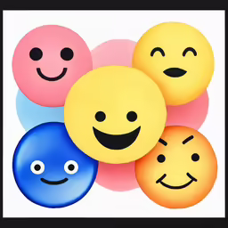a group of smiles and smiley face balloons