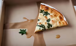 a large piece of pizza has been opened in a box