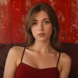 a woman poses for a portrait while sitting down