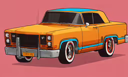 a drawing of an orange truck with blue accents,a drawing of a truck is shown in color