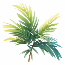 a green plant with leaves and the white background