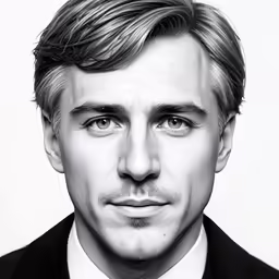 a drawing of a man with blonde hair wearing a suit and tie