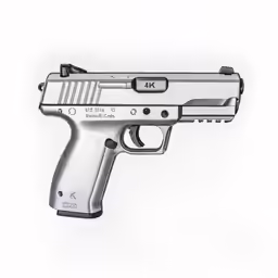 a drawing of a gun with an orange sight