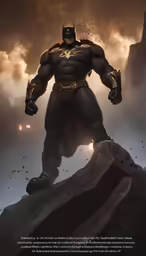 a man is in a cape standing on the rock