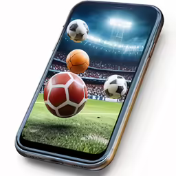 iphone x with two footballs and one soccer ball in the sky