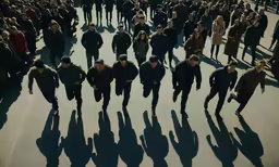 a large group of people are walking together