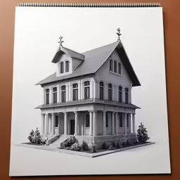 the house with three stories is drawing