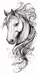 a horse head in black and white with lots of spots