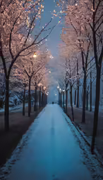 a pathway with a path in the middle between some trees