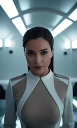 an elegant woman is posing for the camera