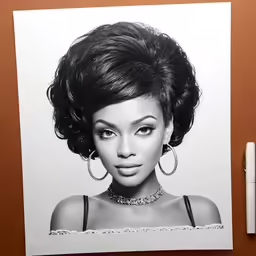 a drawing of a woman with earrings on
