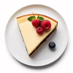 there is a piece of cheese cake on the plate