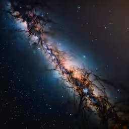 the sky is filled with many stars and night lights
