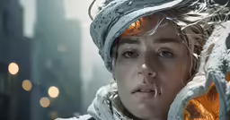 the girl is wearing winter clothes and has her hands around her head