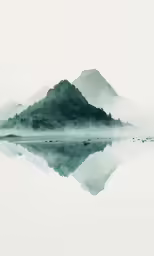 the mountains are covered with fog and mist