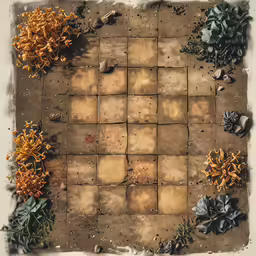 a group of plants and rocks are shown on a tile