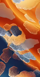 an abstract picture of orange, blue and white clouds