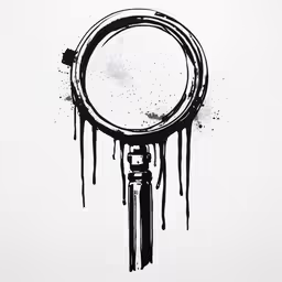 a magnifying glass with the paint dripping down