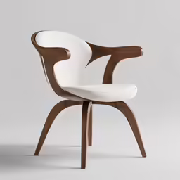 the chair is white with wooden legs