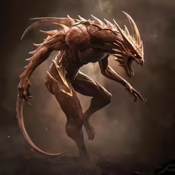a creature with spikes and claws standing on its hind legs