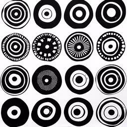a drawing of various types of discs with different shapes,the circles on the wall are designed to be painted