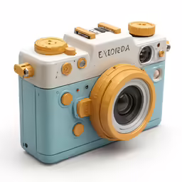 an old camera with wooden accents and a lens on it