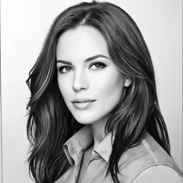 a black and white image of a woman