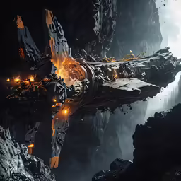 an art piece that looks like a futuristic ship floating on a body of water