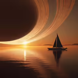a boat with some kind of contraption in the sky