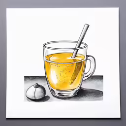 a cup of tea sitting next to a small cup