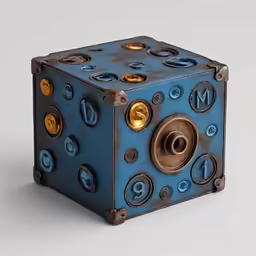 a blue decorative object is on a white surface