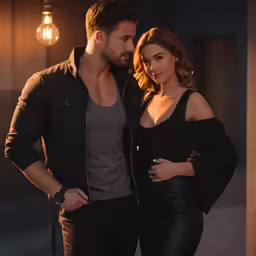 a man and woman are posing together