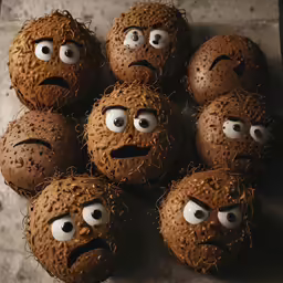 chocolate candies covered in chocolate have eyes