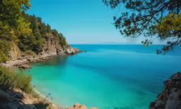 a large body of water sitting on the side of a hill