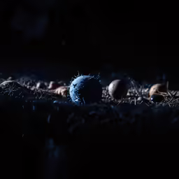 an egg is laying on the ground with other eggs in it