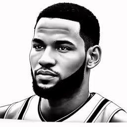 a black and white photo of a basketball player