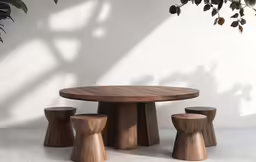a large tree branch is standing above a small table