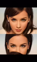 three pictures of different women with black hair