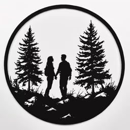 a circular cut out of a couple holding hands