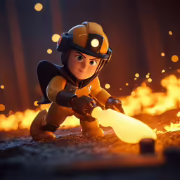 a cartoon girl playing with fire with a glowing light