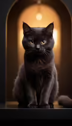 a close up of a cat sitting on top of a desk